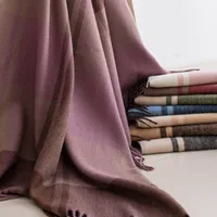 Women's Elegant Simple Style Plaid Imitation Cashmere Tassel Scarf main image 3