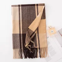 Women's Elegant Simple Style Plaid Imitation Cashmere Tassel Scarf sku image 7