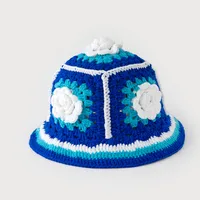 Women's Sweet Simple Style Color Block Flower Eaveless Wool Cap main image 1