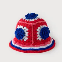 Women's Sweet Simple Style Color Block Flower Eaveless Wool Cap main image 5
