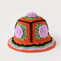 Women's Sweet Simple Style Color Block Flower Eaveless Wool Cap main image 2