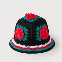 Women's Sweet Simple Style Color Block Flower Eaveless Wool Cap main image 3
