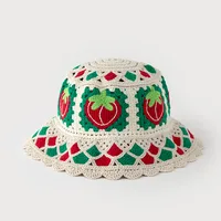 Unisex Retro Simple Style Flower Strawberry Crimping Wool Cap main image 2