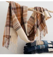 Women's Elegant Plaid Imitation Cashmere Tassel Scarf main image 3