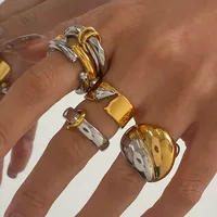Elegant Lady Geometric 304 Stainless Steel Mixed Metal Plating Women's Rings main image 2