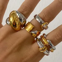 Elegant Lady Geometric 304 Stainless Steel Mixed Metal Plating Women's Rings main image 1