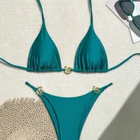 Women's Solid Color 2 Pieces Set Swimwear sku image 1