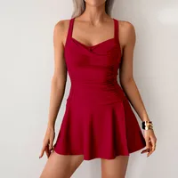 Women's Solid Color Pleated 2 Pieces Set Swimwear sku image 22