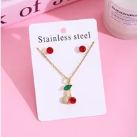 Sweet Cherry Strawberry 304 Stainless Steel Plating Women's Jewelry Set sku image 8