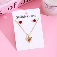Sweet Cherry Strawberry 304 Stainless Steel Plating Women's Jewelry Set main image 3