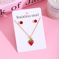 Sweet Cherry Strawberry 304 Stainless Steel Plating Women's Jewelry Set sku image 10