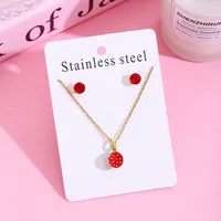 Sweet Cherry Strawberry 304 Stainless Steel Plating Women's Jewelry Set sku image 4