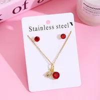 Sweet Cherry Strawberry 304 Stainless Steel Plating Women's Jewelry Set sku image 2