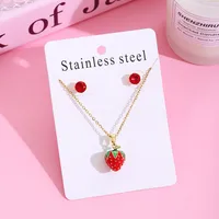 Sweet Cherry Strawberry 304 Stainless Steel Plating Women's Jewelry Set main image 5