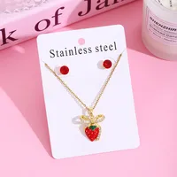 Sweet Cherry Strawberry 304 Stainless Steel Plating Women's Jewelry Set sku image 9