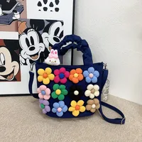 Women's Small Canvas Flower Elegant Streetwear Square Zipper Shoulder Bag main image 3