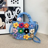 Women's Small Canvas Flower Elegant Streetwear Square Zipper Shoulder Bag main image 4