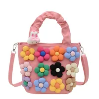 Women's Small Canvas Flower Elegant Streetwear Square Zipper Shoulder Bag sku image 3