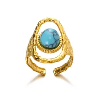 Retro Devil's Eye Heart Shape 304 Stainless Steel Plating Turquoise Women's Open Rings main image 5