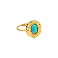 Retro Devil's Eye Heart Shape 304 Stainless Steel Plating Turquoise Women's Open Rings sku image 7
