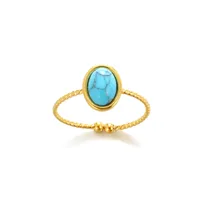 Retro Devil's Eye Heart Shape 304 Stainless Steel Plating Turquoise Women's Open Rings sku image 2