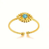 Retro Devil's Eye Heart Shape 304 Stainless Steel Plating Turquoise Women's Open Rings sku image 3