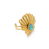 Retro Devil's Eye Heart Shape 304 Stainless Steel Plating Turquoise Women's Open Rings sku image 11