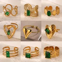 Vintage Style French Style Geometric 304 Stainless Steel Plating Zircon 18K Gold Plated Women's Open Rings main image 1