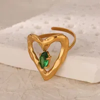 Vintage Style French Style Geometric 304 Stainless Steel Plating Zircon 18K Gold Plated Women's Open Rings sku image 3