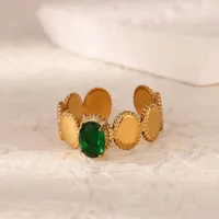 Vintage Style French Style Geometric 304 Stainless Steel Plating Zircon 18K Gold Plated Women's Open Rings sku image 9