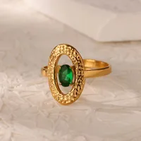 Vintage Style French Style Geometric 304 Stainless Steel Plating Zircon 18K Gold Plated Women's Open Rings sku image 11