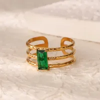 Vintage Style French Style Geometric 304 Stainless Steel Plating Zircon 18K Gold Plated Women's Open Rings sku image 6
