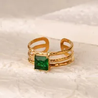 Vintage Style French Style Geometric 304 Stainless Steel Plating Zircon 18K Gold Plated Women's Open Rings sku image 7
