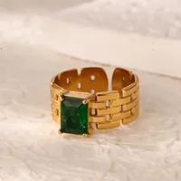 Vintage Style French Style Geometric 304 Stainless Steel Plating Zircon 18K Gold Plated Women's Open Rings sku image 2