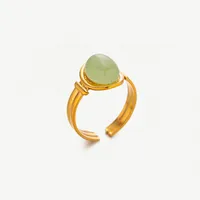 Vintage Style Geometric Titanium Steel Natural Stone Green Aventurine Tiger Eye Women's Open Rings main image 6