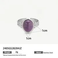Vintage Style Geometric Titanium Steel Natural Stone Green Aventurine Tiger Eye Women's Open Rings sku image 2