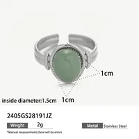 Vintage Style Geometric Titanium Steel Natural Stone Green Aventurine Tiger Eye Women's Open Rings sku image 4
