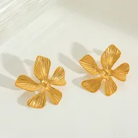 1 Pair Elegant Retro Artistic Irregular Flower 304 Stainless Steel Imitation Pearl Zircon 18K Gold Plated Ear Studs main image 4