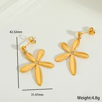 1 Pair Elegant Retro Artistic Irregular Flower 304 Stainless Steel Imitation Pearl Zircon 18K Gold Plated Ear Studs sku image 5