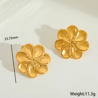 1 Pair Elegant Retro Artistic Irregular Flower 304 Stainless Steel Imitation Pearl Zircon 18K Gold Plated Ear Studs sku image 3