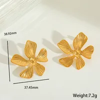 1 Pair Elegant Retro Artistic Irregular Flower 304 Stainless Steel Imitation Pearl Zircon 18K Gold Plated Ear Studs sku image 2