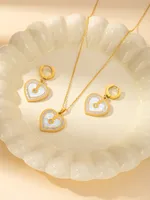 Casual Elegant Simple Style Heart Shape Titanium Steel Plating Women's Jewelry Set sku image 33