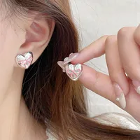 1 Pair Casual Elegant Sweet Heart Shape Enamel Alloy Ear Studs main image 5