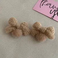 1 Pair Sweet Heart Shape Bow Knot Hairball Drop Earrings Ear Studs sku image 22