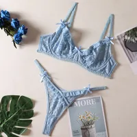 Solid Color Wireless Bra Sexy Bra&Panty Set sku image 1