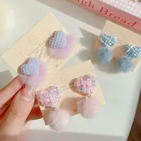 1 Pair Sweet Heart Shape Bow Knot Hairball Drop Earrings Ear Studs main image 4