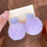 1 Pair Sweet Heart Shape Bow Knot Hairball Drop Earrings Ear Studs sku image 16