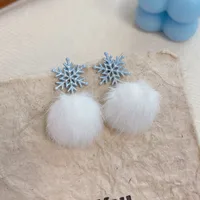 1 Pair Sweet Heart Shape Bow Knot Hairball Drop Earrings Ear Studs sku image 7