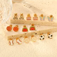 1 Pair Simple Style Ball Cake Watermelon Plating 304 Stainless Steel Ear Studs main image 1