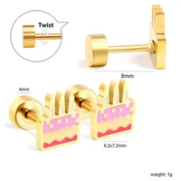 1 Pair Simple Style Ball Cake Watermelon Plating 304 Stainless Steel Ear Studs sku image 2